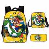 Set Zaino Cartone Animato Mario 3-in-1 Zaino per Studente per Laptop Borsa a Spalla Astuccio Zaino Scolastico per Bambini
