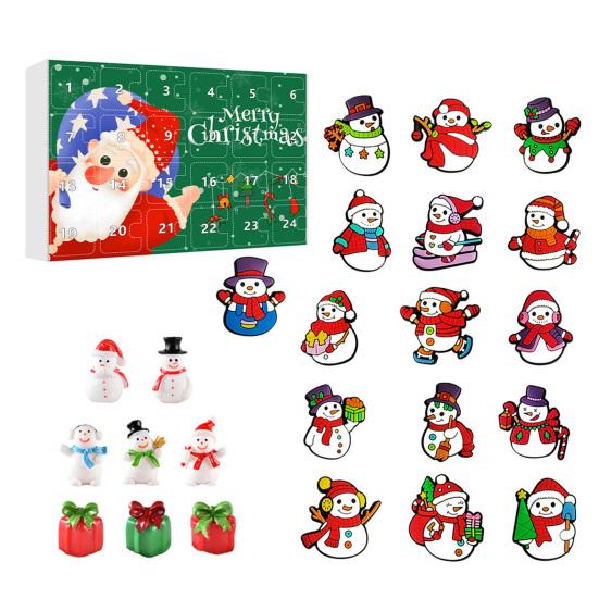 Weihnachts Schneemann Adventskalender 24-Tage Countdown Weihnachtsgeschenkset 2D Cartoon Schneemann Hängedekorationen