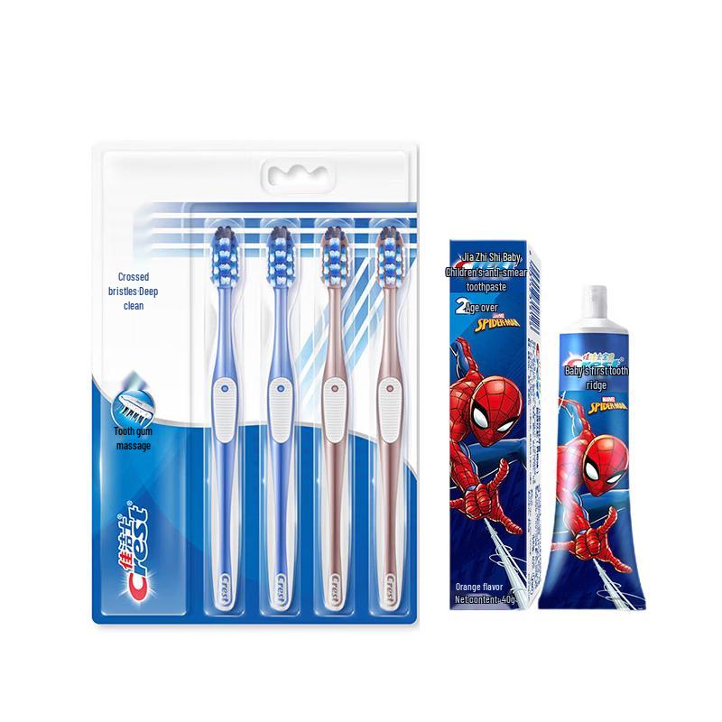 Crest All-in-One 7-Effect Toothbrush 4-Pack & Kids Anti-Cavity Toothpaste Set