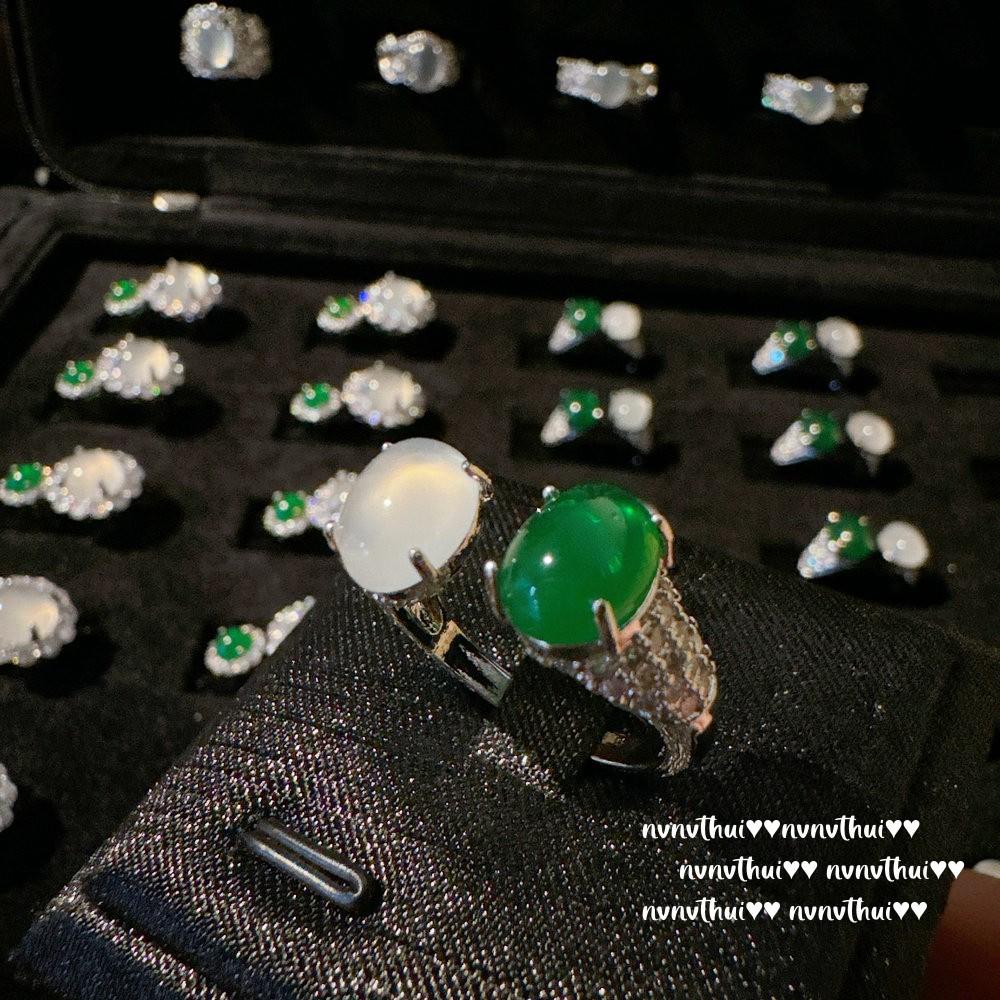 Jewelry Chalcedony Agate Egg Surface, Sunflower Ring, New Chinese White Chalcedony Double Bead Contrasting Ring