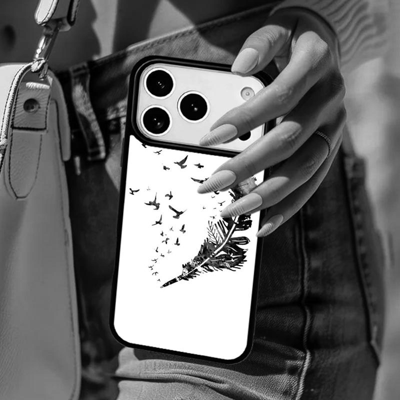 Aquarell Feder Muster Design Handyhülle Für iPhone 17 Air 14 15 13 12 Max Hülle Für Apple 16e 11 Pro Max Plus Coque