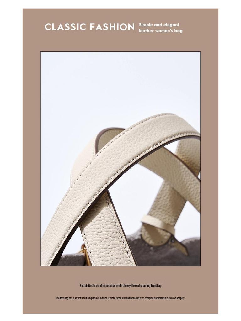 2025 High-End Genuine Leather Bucket Handbag - Classic, Versatile, Large Capacity Mommy Bag