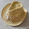 Vintage Sommer Strand Böhmischer Strohhut Muschel Damen Herren Western Cowboy Hüte Holzperlen Hohl Sonnenschutz Urlaubskappe