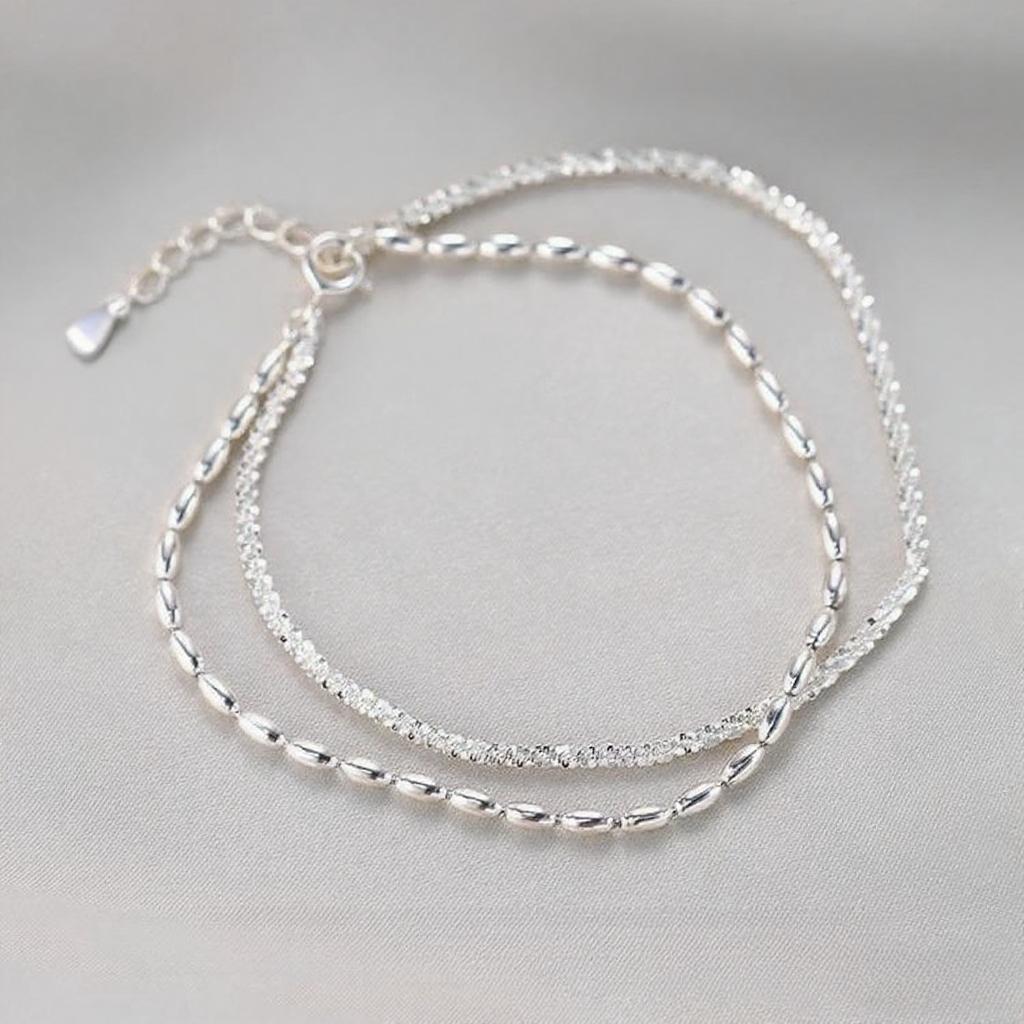 Luxury 925 Sterling Silver Leaf Bracelets For Women Girls Vintage Korean Double Layer Beaded Bracelet Party Fine Jewelry Gifts