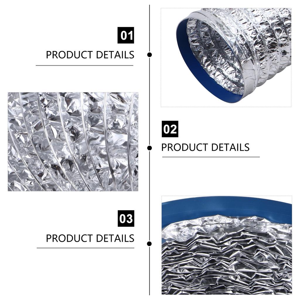 2M Double Layer Flexible Air Duct Hose Aluminum Foil Vent Pipe Leak Proof for Kitchen Exhaust Hvac Installation