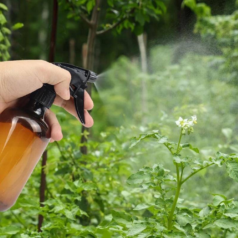 500ML Square Gun Spray Bottle PET Plastic Disinfection Water Bottle Alcohol Watering Bottle Gardening Supplies Brown/Green