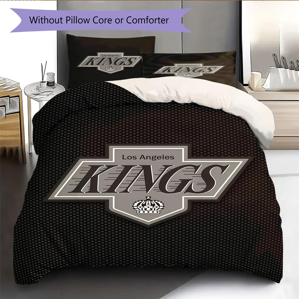 LA Kings Pattern Bedding Home Decoration Birthday Gift ( 1 duvet cover + 2 pillowcase, without core),fan merchandise.