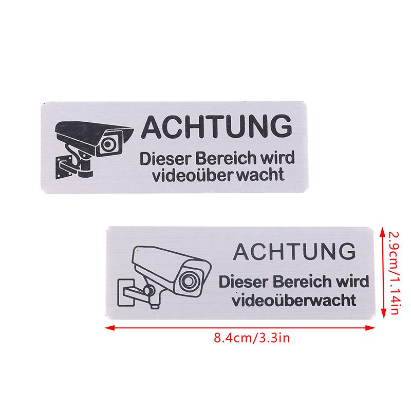 تحذير ملصق حائط مراقبة الفيديو ملصق معدني ديكورات للمنزل الباب الفناء الحديقة لبانل الباب ملصق للمساحة مع لاصق