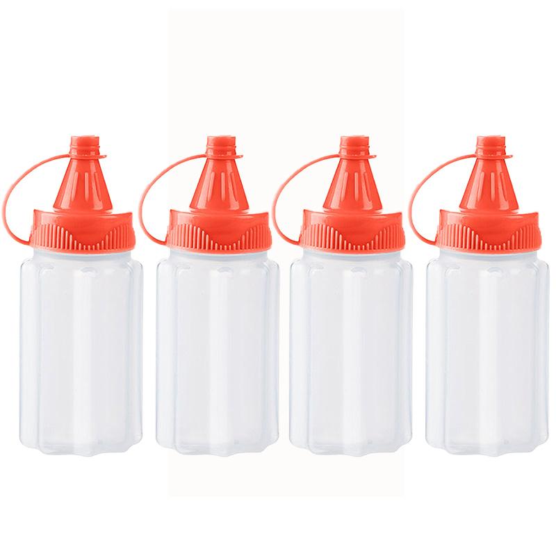 4Pcs Mini Plastic Sauce Vinegar Squeeze Bottle Seasoning Salad Dressing Containers Outdoor Portable Barbecue Spice Kitchen Tool