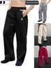 Men's Cross-Border Embroidered Sweatpants: Casual Wide-Leg, Autumn/Winter, Plus Velvet