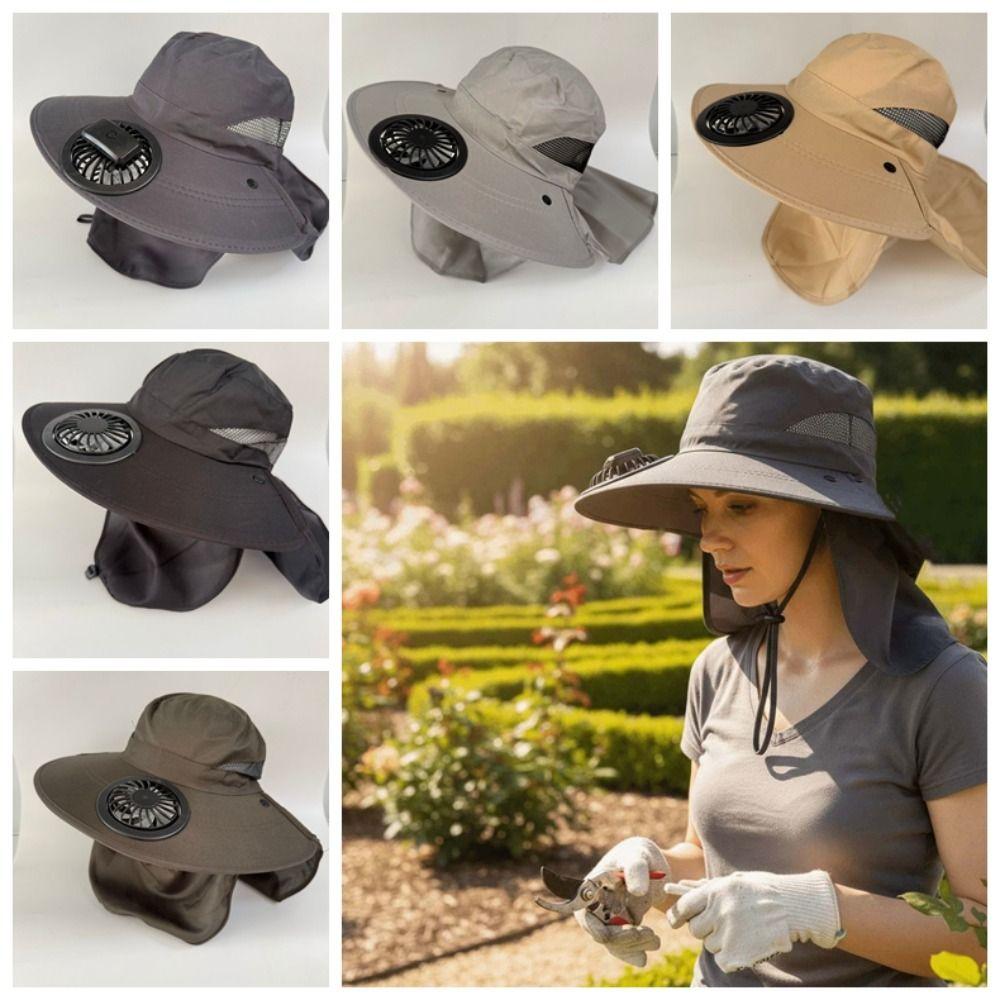 Portable Rechargeable Fan Hat Adjustable Wide Brim Fan Hat New Fishing Sun Shading Hat Travel
