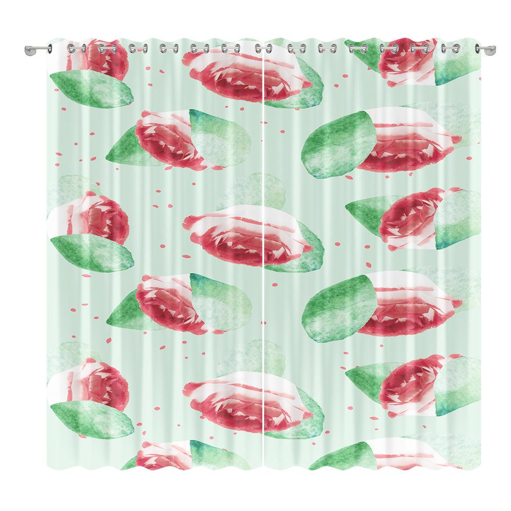 Floral Curtain Fabric Bedroom Living Room Balcony Blackout Curtain Office Hotel Heat Insulation Curtain