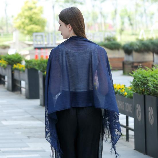 Crochet Flower Pattern Embroidery Lace Tassel Dinner Shawl Bride Bridesmaid Cheongsam Dress Shawl Female Accessories