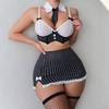 European and American Sources of Sexy Striped Miniskirt Uniform Temptation Pure Desire Erotic Underwear Set