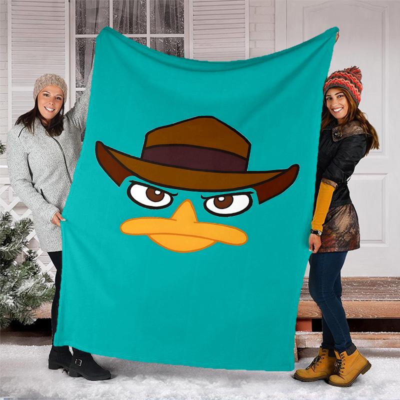 1 Stück Phineas und Ferb2 Thema Decke - Digitaldruck, Polyester, Gemütlich für alle Jahreszeiten, Perfekt für draußen und Reisen