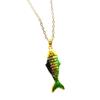 Vintage Koi Fish Pendant Necklace Handmade Colorful Ocean Series Trendy Statement Chain Jewelry for Women