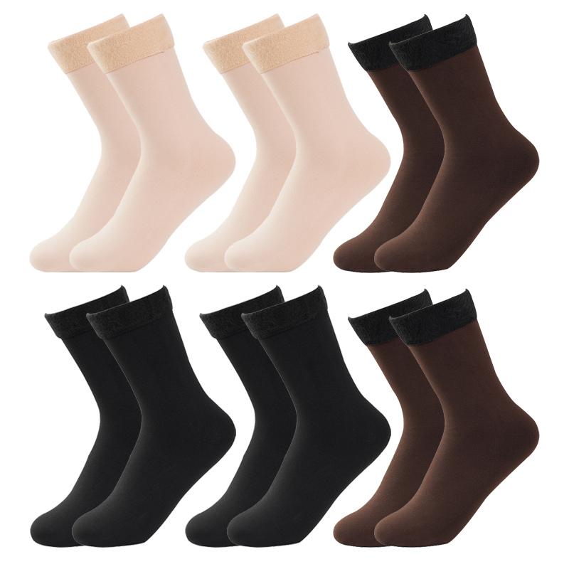 

6 пар женских флисовых теплых носков, мягкие дышащие влагоотводящие носки, зимние рождественские подарочные носки One size