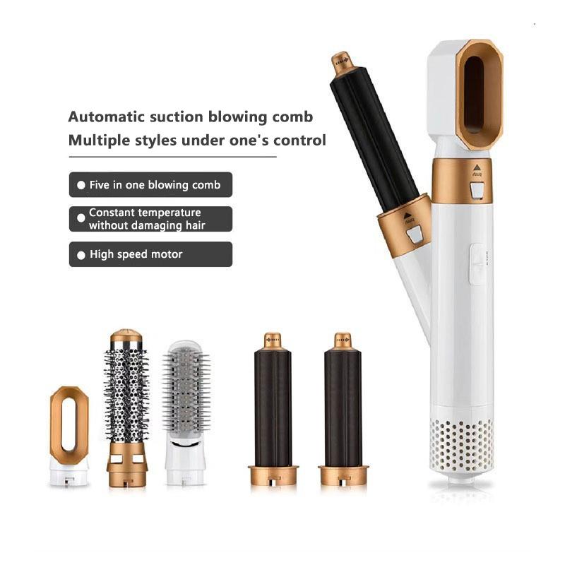 5In1 Multi-Functional  Hair Styling Air Comb Electric Hair Dryer Curling Iron Hair Straightener With Hair Brush For Beauty EU-Plug белый