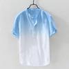 T-shirt da uomo casual sottile e traspirante con colletto tondo, maglietta estiva in cotone sfumato tinto