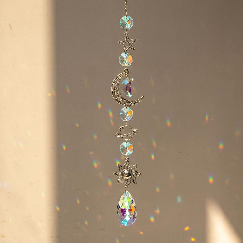 Colorful Suncatcher Crystal Wind Chimes Sun Catcher Light Catching Pendant Home Bedroom Balcony Window Garden Hanging Decoration