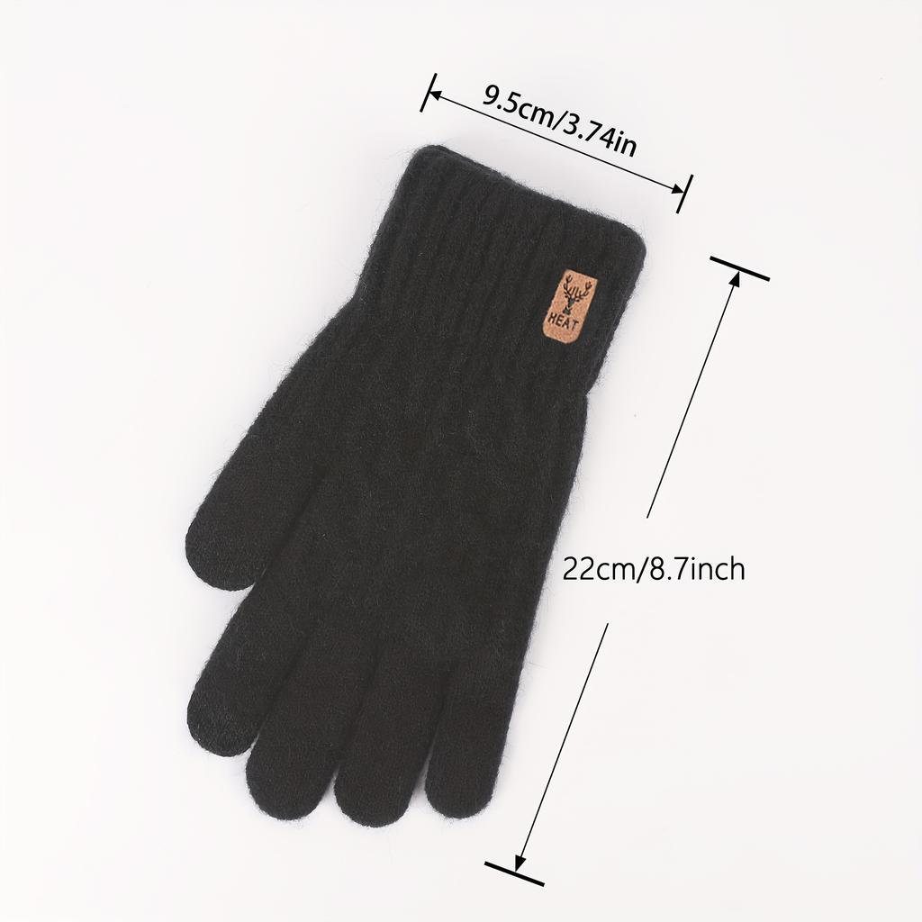 Knitted Gloves Unisex Warm Windproof Touchscreen Gloves Washable Anti-Slip Winter Full Finger Cycling Hiking Running Gloves