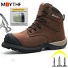 Cowhide Work Safety Boots Composite Toe Protective Shoes Work Boots Anti-smash Anti Puncture Indestructible Shoes Waterproof