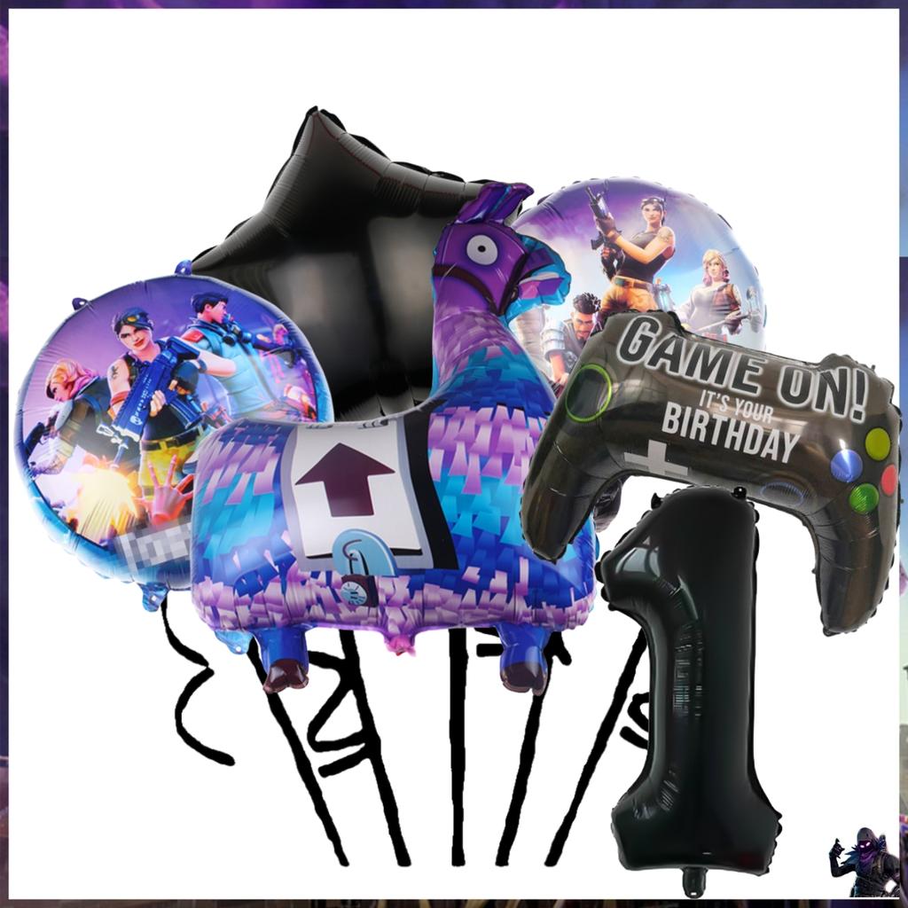 Shooting Game Fortnition Birthday Party Decoration Plate Cup Cartoon Alpaca Llama Foil Globos Baby Shower Kids Party Supplies