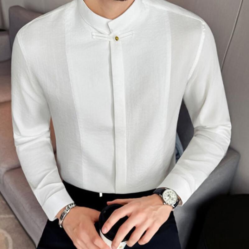 LanZhuang Men s Stand-Collar Long-Sleeve Shirt XL