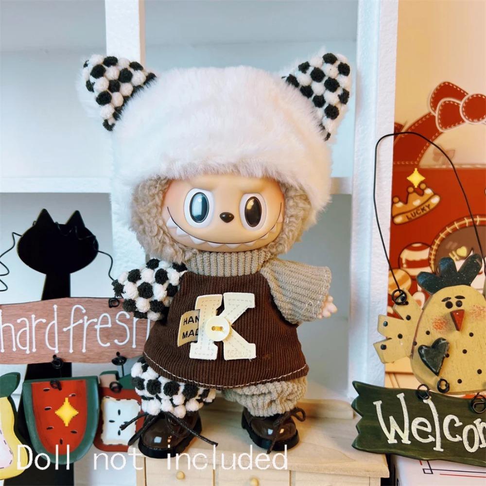 Only Clothes For 15-17CM Labubu Mini Accessories Clothes Clothing Dolls Set Sitting Party Scarf Hat Bag Cute Decoration Gift