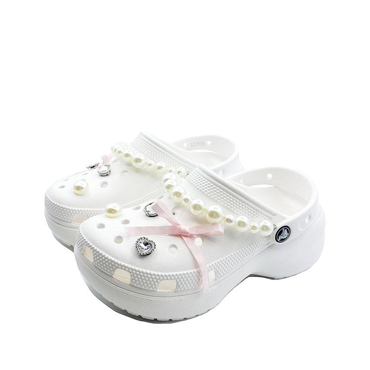 Crocs Classic Platform Lined Clog EVA Cute Campus Hole Shoes Unisex White