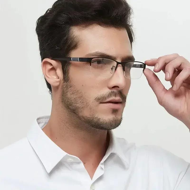 Metal Half Frame Reading Glasses TR90 Material Suitable for Hyperopia Business Men Ready To Wear EyeGlasses Power Range 1.0~4.0