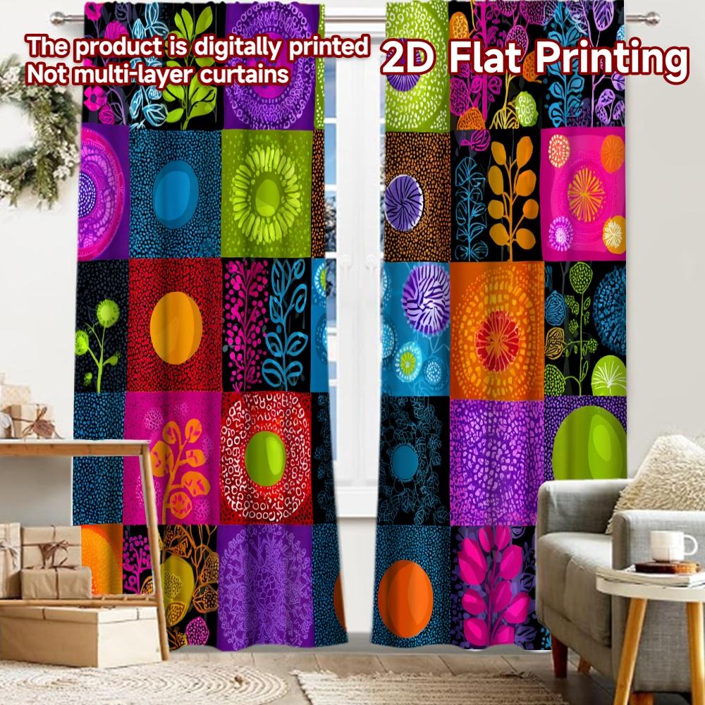 

2pcs, 2D FLAT PRINTING Curtains (Without Rod) Pattern Mosaic(2) Christmas holiday curtains Semi-Sheer Curtains Versatile All Use 52.50 × 116.00 cm 2 pcs