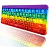 Keyboard Push Bubble Fidget Toy Rainbow Sensory Stress Reliever Squeeze Toys Anxiety Relief Decompression Gift for Kids Adults