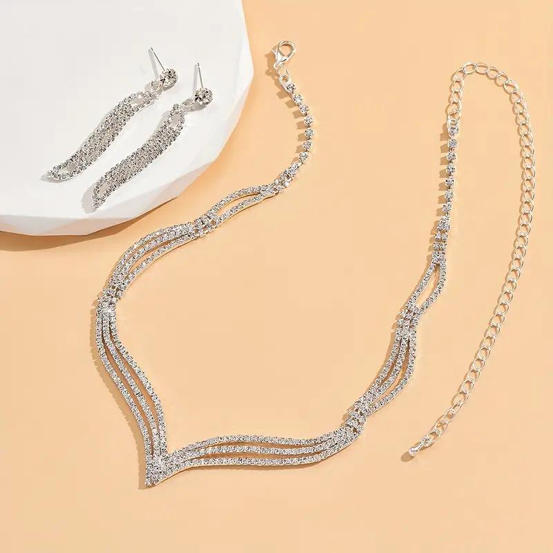 Three-Piece Bridal Rhinestone Necklace Jewelry Set
