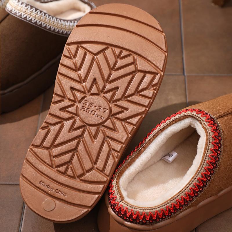 Wear Loafers Outside, Autumn Cotton Slippers, Warm and Velvet Ethnic Style, Simple EVA Thick-soled Height-increasing Doudou Shoes