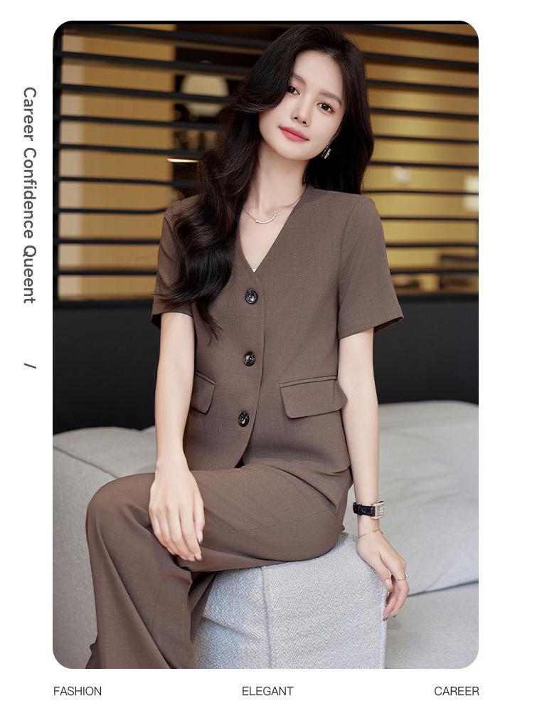 Dámské béžové sako petite: Letní 2024 High-End Krátký Módní Oblek