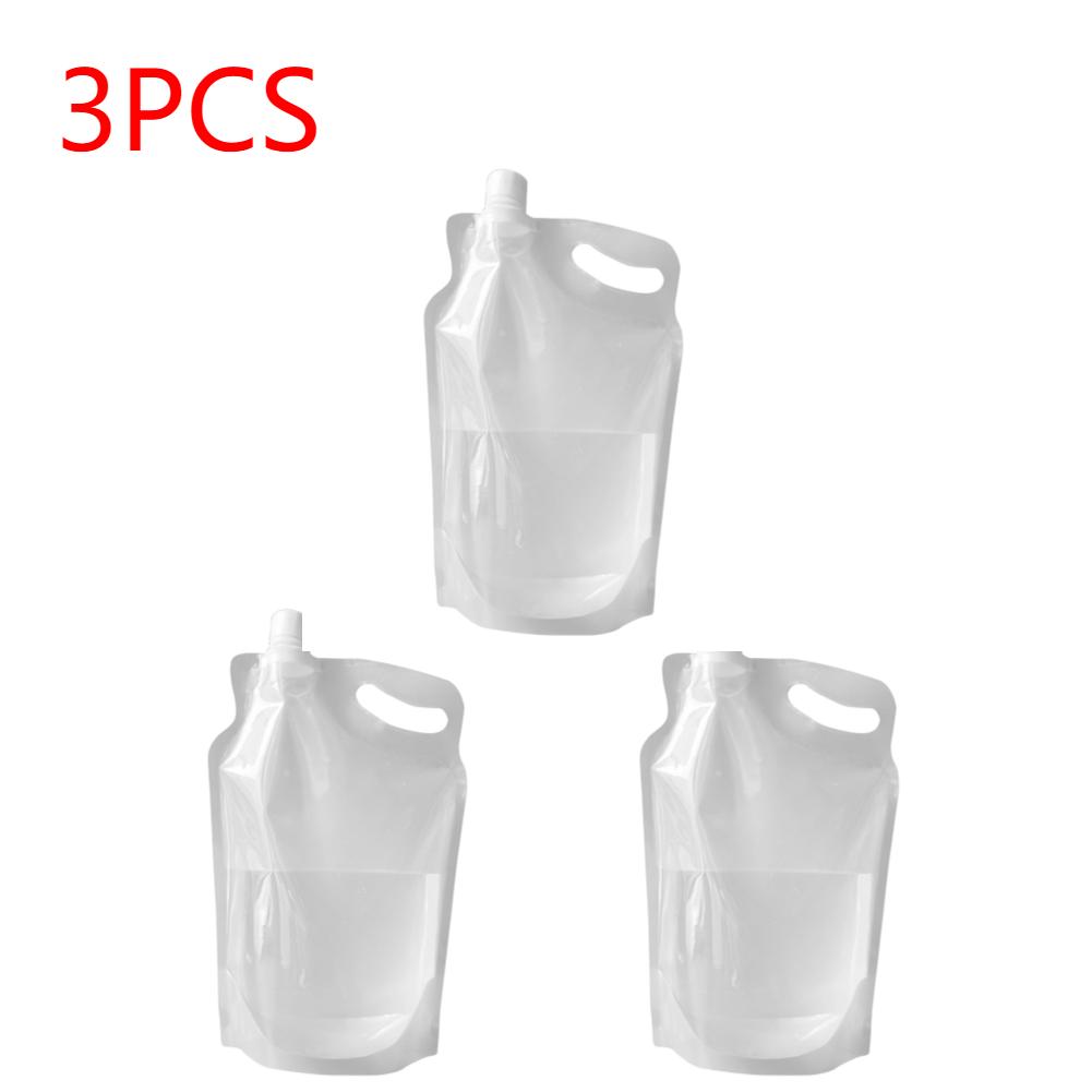 2L Clear Water Container Lightweight Small Mouth Handle Collapsible Water Pouch No Leakage Outdoor Activity Active Supplies