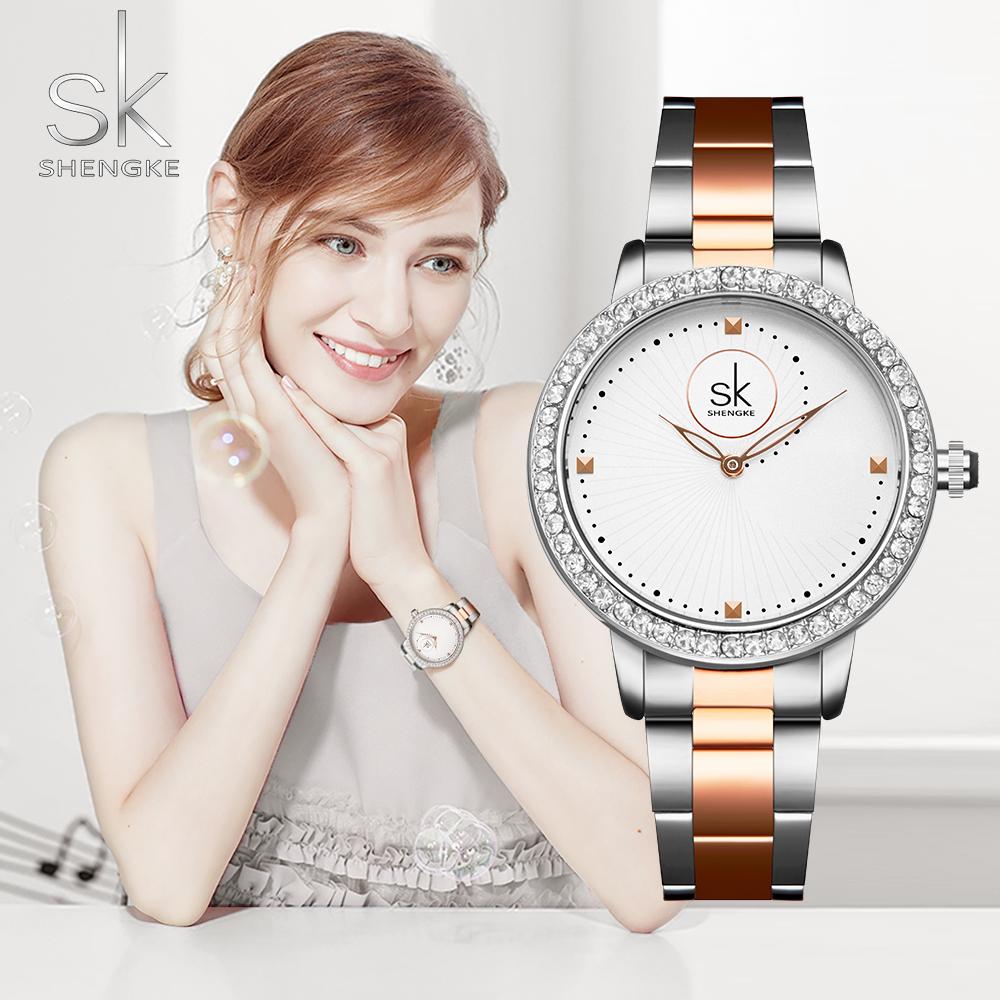 SHENGKE Luxury Women's Watch Women Geneva Designer Ladies Watch For Women Luxury Japanese Quartz Rose Golden Wrist Watch