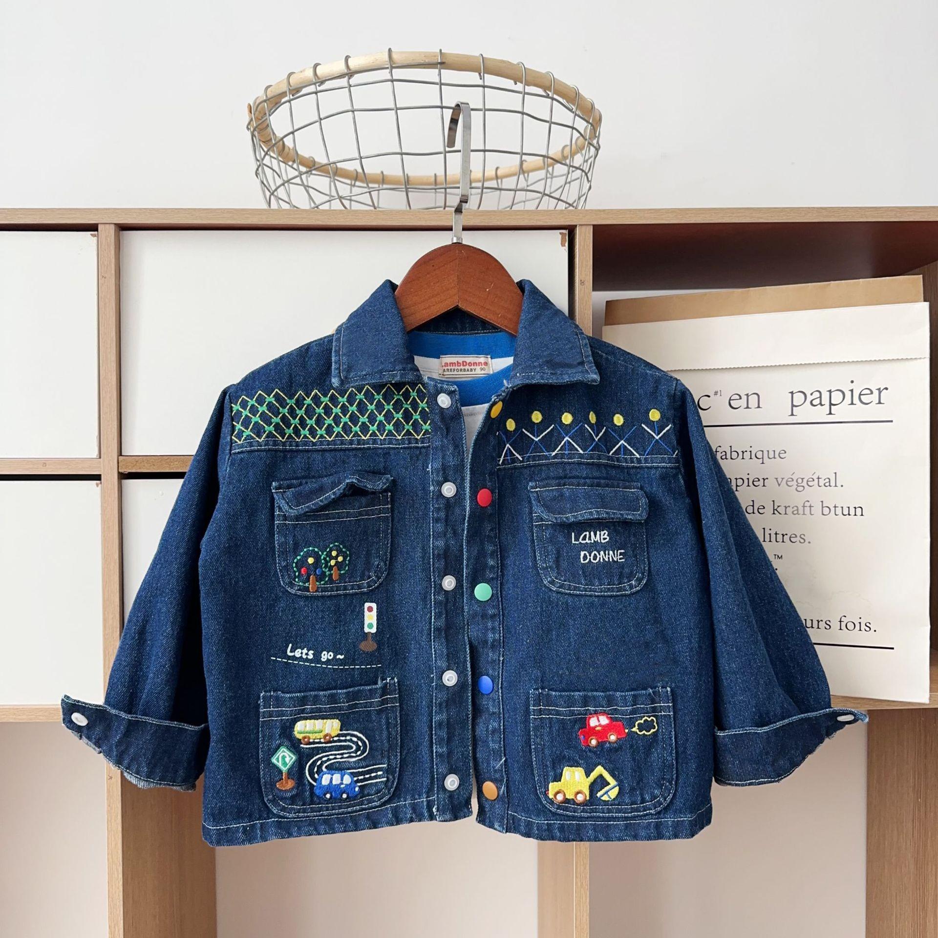 

Spring 2026 Cartoon Embroidered Hooded Jacket for Toddlers and Boys - New Arrival 90cm