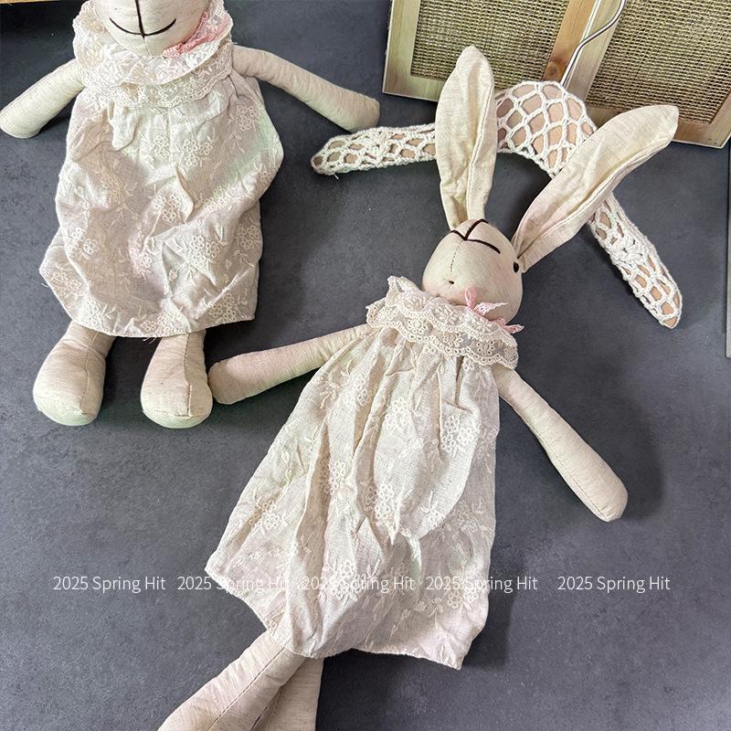 Nordic Cotton Linen Handmade Long-Legged Rabbit Doll - Children's Comfort Toy & Home Decor