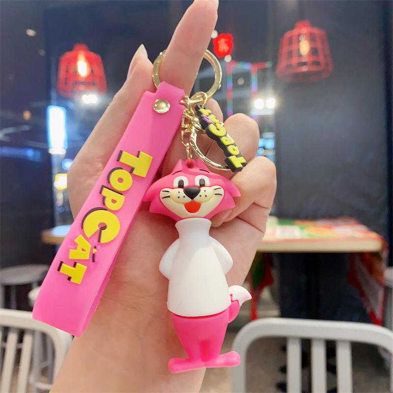 Creative Cartoon Standing Cat Schoolbag Keychain Doll Jewelry Pendant Car Couple Pendant Keychain