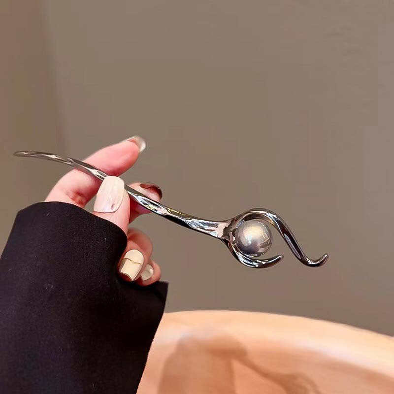 Fashion Black Pearl Hair Sticks For Women Simple Metal Chopstick Hair Clip Pin Headwear Wedding Headdress Jewelry Accessories