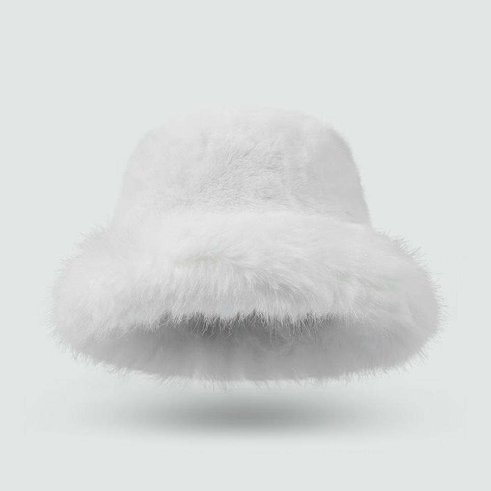 Fluffy Fur Bucket Hat For Women Soft Fluffy Fisherman Hat Thicken Ear Protection Women's Winter Hat Cold Snowy Day Panama Cap