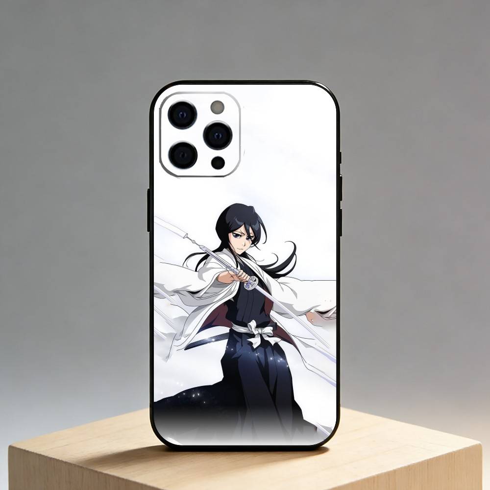 R-Rukia Anime-E KuchikiS Phone Case For iPhone17,16,15,14,13,12 Plus,Max Soft Silicone Black Cover