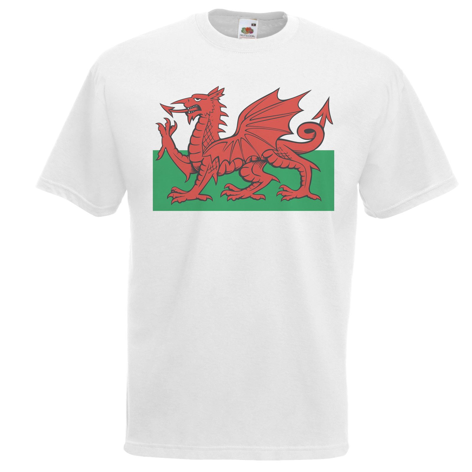 Adults Cymru Y Ddraig Goch Wales Flag Welsh Rugby Nations Unisex White TShirt S