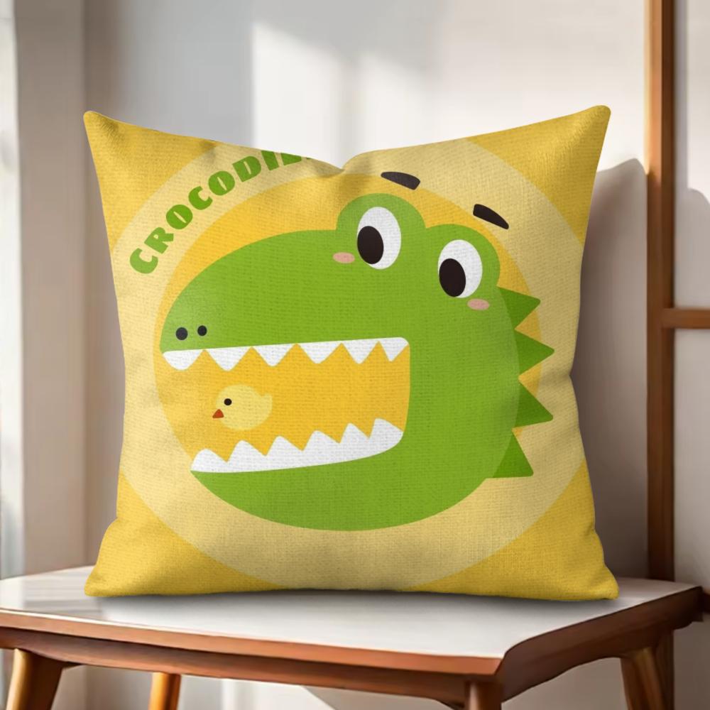 INS Cute Animals Cushion Cover Natural Linen Organic Fabric DoubleSided Printing Couch Pillow Covers Home Decor