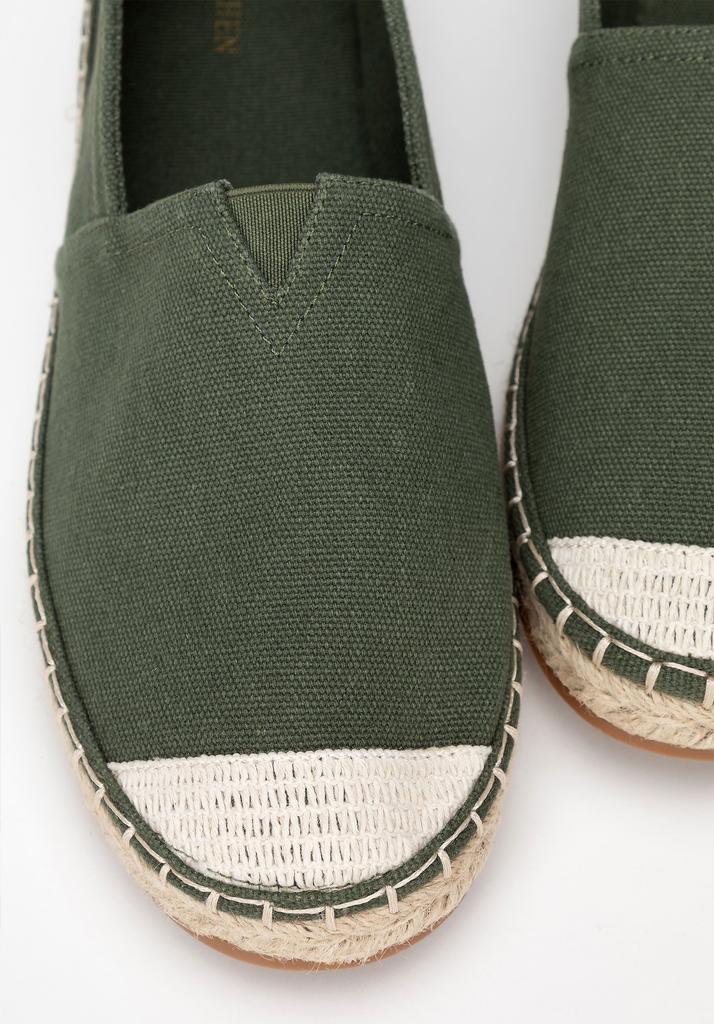 Espadrillas da uomo Wittchen con punta intrecciata, materiale tessile verde