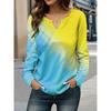 DAFIFY Damemote Uformelt vår-høst-fargeblokktrykk bluser og skjorter med lange armer med v-hals