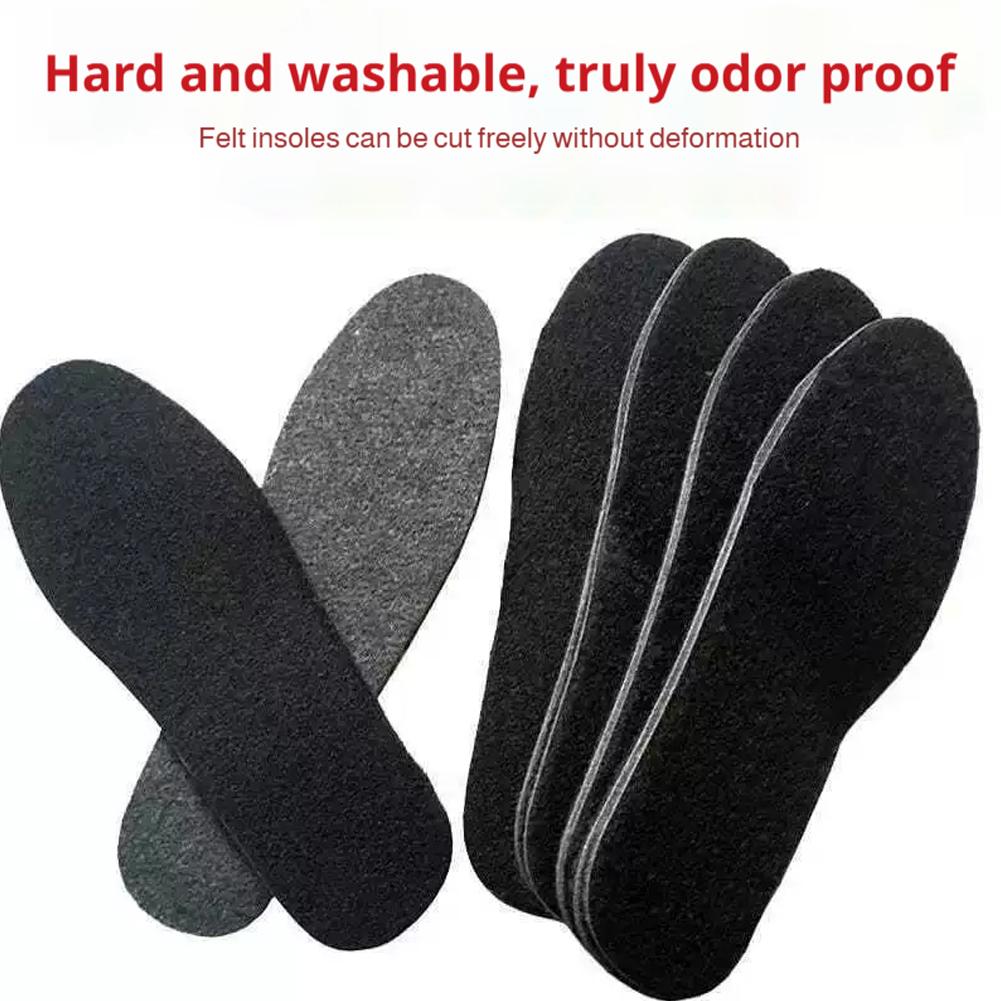 Premium Thickened Felt Shoe Insoles Winter Warm Anti Odor Breathable Moisture Wicking Custom Fit Unisex Foot Support for Work