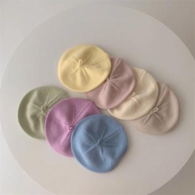 Mode Baby Gestrickte Baskenmütze Hut Einfarbig kinder Warme Hüte Herbst Winter Kappe Für Mädchen Kinder Motorhaube Zubehör